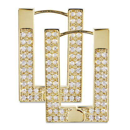 RUE – Pavé Rectangle Hoop Earrings