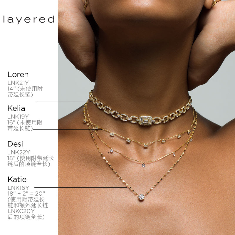 MARIA - Paperclip Necklace With Pave Oval Link