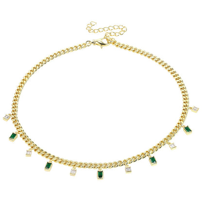 SERENA - Baguette Drop Link Necklace